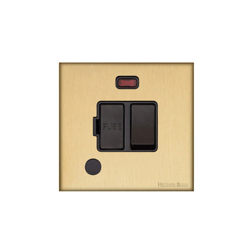 Windsor Range Satin Brass Switches & Sockets, WN44 - Switched Spur with Neon + Cord (13 Amp) by Heritage Brass By M-Marcus