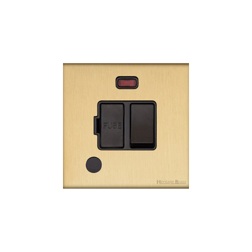 Windsor Range Satin Brass Switches & Sockets, WN44 - Switched Spur with Neon + Cord (13 Amp) by Heritage Brass By M-Marcus