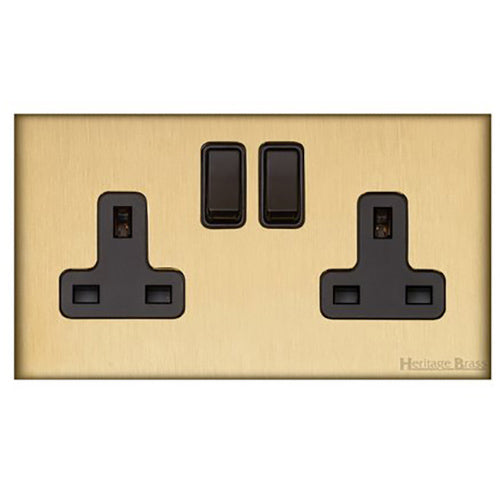 Windsor Range Satin Brass Switches & Sockets, WN44 - Double Socket (13 Amp) by Heritage Brass By M-Marcus