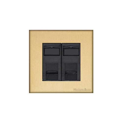 Windsor Range Satin Brass Switches & Sockets, WN44 - 2 Gang Secondary Line Socket by Heritage Brass By M-Marcus
