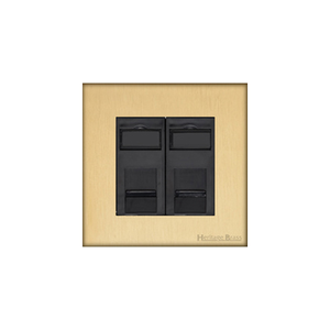 Windsor Range Satin Brass Switches & Sockets, WN44 - 2 Gang Secondary Line Socket by Heritage Brass By M-Marcus