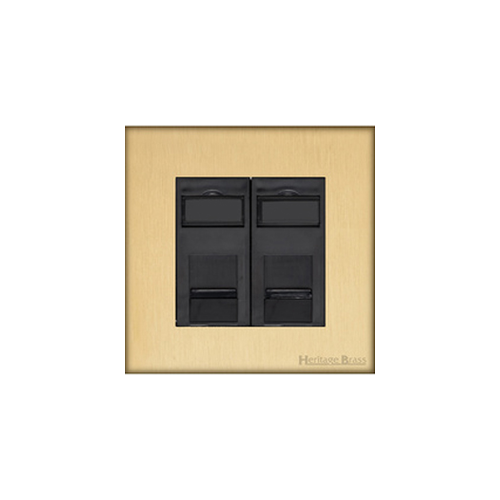 Windsor Range Satin Brass Switches & Sockets, WN44 - 2 Gang Secondary Line Socket by Heritage Brass By M-Marcus