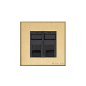 Windsor Range Satin Brass Switches & Sockets, WN44 - 2 Gang Master Line Socket by Heritage Brass By M-Marcus