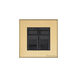 Windsor Range Satin Brass Switches & Sockets, WN44 - 2 Gang Master Line Socket by Heritage Brass By M-Marcus