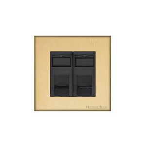 Windsor Range Satin Brass Switches & Sockets, WN44 - 2 Gang CAT6 by Heritage Brass By M-Marcus