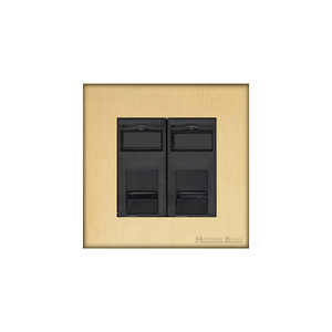Windsor Range Satin Brass Switches & Sockets, WN44 - 2 Gang CAT6 by Heritage Brass By M-Marcus