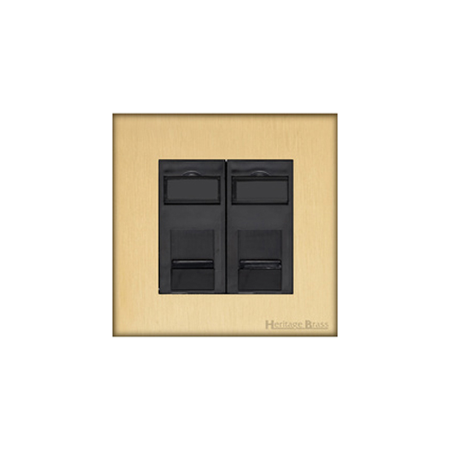 Windsor Range Satin Brass Switches & Sockets, WN44 - 2 Gang CAT6 by Heritage Brass By M-Marcus