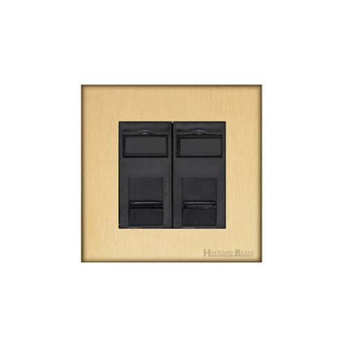 Windsor Range Matt Brass Switches & Sockets, WN40 - 2 Gang CAT6 by Heritage Brass By M-Marcus