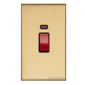 Windsor Range - Satin Brass - 45A DP Cooker Switch with Neon (tall plate)