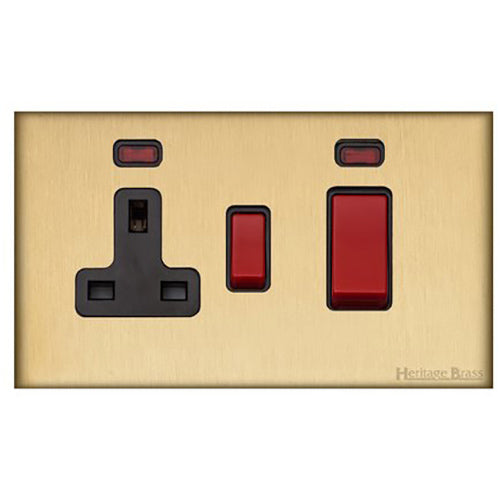 Windsor Range Satin Brass Switches & Sockets, WN44 - 45A Cooker Unit + 13A Socket by Heritage Brass By M-Marcus