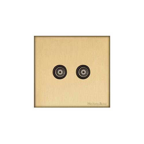Windsor Range Satin Brass Switches & Sockets, WN44 - TV/FM Diplexed Socket by Heritage Brass By M-Marcus