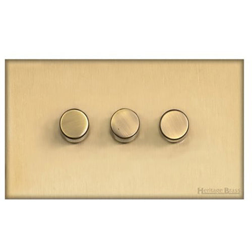 Windsor Range-Satin Brass-3 Gang LED Dimmer (Compatible with LED Lamps)
