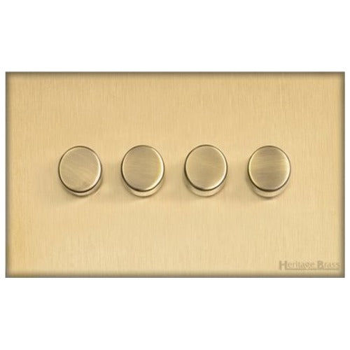 Windsor Range Satin Brass Switches & Sockets, WN44 - 4 Gang TED Dimmer (Compatible with LED Lamps) by Heritage Brass By M-Marcus