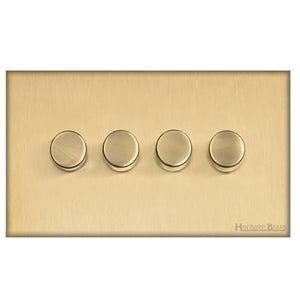 Windsor Range Satin Brass Switches & Sockets, WN44 - 4 Gang TED Dimmer (Compatible with LED Lamps) by Heritage Brass By M-Marcus