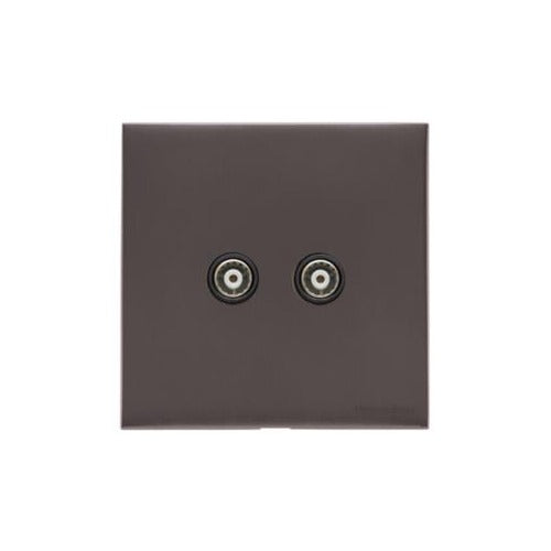 Windsor Range Polished Brass Switches & Sockets, WN1 - 2 Gang TV Coaxial Socket by Heritage Brass By M-Marcus