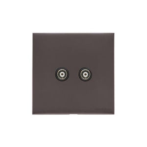 Windsor Range Satin Nickel Switches & Sockets, WN5 - 2 Gang TV Coaxial Socket by Heritage Brass By M-Marcus