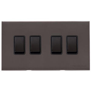 Windsor Range Matt Bronze Switches & Sockets, WN9 - 4 Gang Rocker Switch by Heritage Brass By M-Marcus