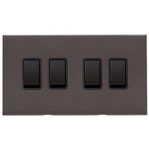 Windsor Range Matt Bronze Switches & Sockets, WN9 - 4 Gang Rocker Switch by Heritage Brass By M-Marcus