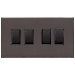Windsor Range Aged Brass Switches & Sockets, WN50 - 4 Gang Rocker Switch by Heritage Brass By M-Marcus