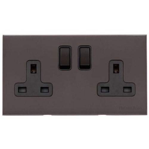Windsor Range Dark Antique Bronze Switches & Sockets WN95 - Double Socket (13 Amp) by Heritage Brass By M-Marcus