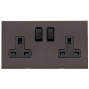Windsor Range Matt Bronze Switches & Sockets, WN9 - Double Socket (13 Amp) by Heritage Brass By M-Marcus
