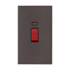Windsor Range Satin Nickel Switches & Sockets, WN5 - 45A DP Cooker Switch with Neon (tall plate) by Heritage Brass By M-Marcus