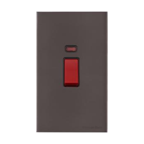Windsor Range Satin Nickel Switches & Sockets, WN5 - 45A DP Cooker Switch with Neon (tall plate) by Heritage Brass By M-Marcus