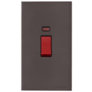 Windsor Range Satin Nickel Switches & Sockets, WN5 - 45A DP Cooker Switch with Neon (tall plate) by Heritage Brass By M-Marcus