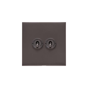 Windsor Range Matt Bronze Switches & Sockets, WN9 - 2 Gang Toggle Switch by Heritage Brass By M-Marcus