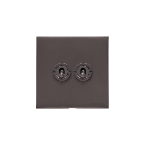 Windsor Range Matt Bronze Switches & Sockets, WN9 - 2 Gang Toggle Switch by Heritage Brass By M-Marcus