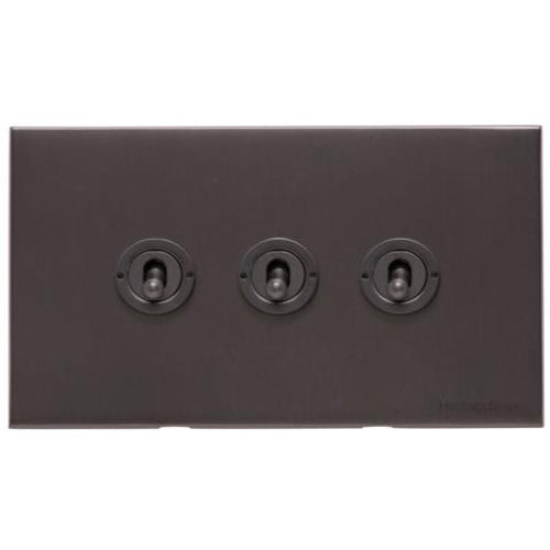 Windsor Range Matt Bronze Switches & Sockets, WN9 - 3 Gang Toggle Switch by Heritage Brass By M-Marcus