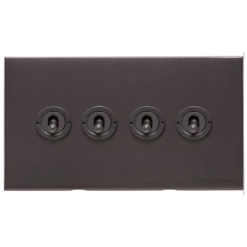 Windsor Range Matt Bronze Switches & Sockets, WN9 - 4 Gang Toggle Switch by Heritage Brass By M-Marcus