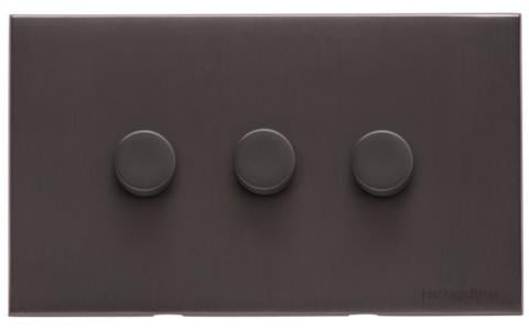 Windsor Range Matt Bronze Switches & Sockets, WN9 - 3 Gang TED Dimmer (Compatible with LED Lamps) by Heritage Brass By M-Marcus
