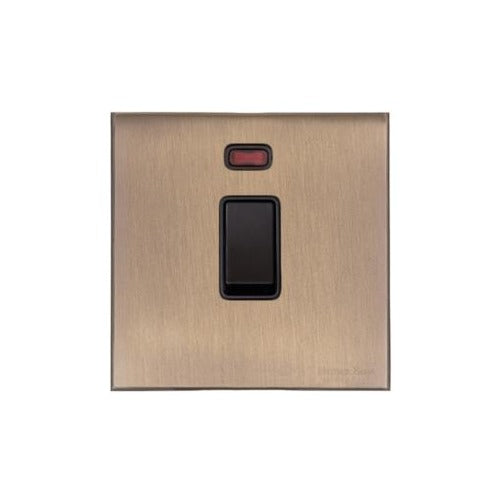 Windsor Range Antique Brass Switches & Sockets, WN91 - 20A Double Pole Switch with Neon by Heritage Brass By M-Marcus