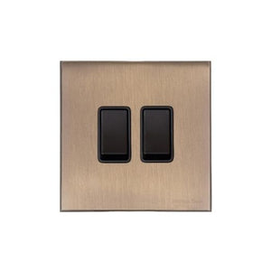 Windsor Range Antique Brass Switches & Sockets, WN91 - 2 Gang Rocker Switch by Heritage Brass By M-Marcus