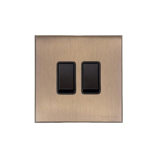 Windsor Range Antique Brass Switches & Sockets, WN91 - 2 Gang Rocker Switch by Heritage Brass By M-Marcus