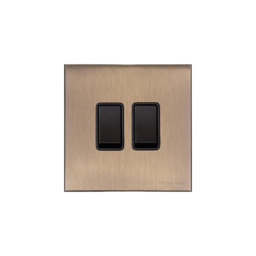 Windsor Range Antique Brass Switches & Sockets, WN91 - 2 Gang Rocker Switch by Heritage Brass By M-Marcus