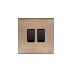 Windsor Range Matt Antique Brass Switches & Sockets, WN92 - 2 Gang Rocker Switch by Heritage Brass By M-Marcus