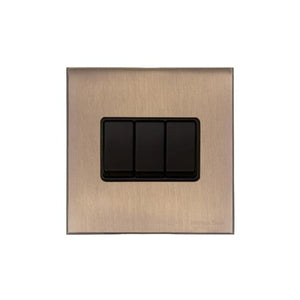 Windsor Range Antique Brass Switches & Sockets, WN91 - 3 Gang Rocker Switch by Heritage Brass By M-Marcus