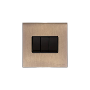Windsor Range Antique Brass Switches & Sockets, WN91 - 3 Gang Rocker Switch by Heritage Brass By M-Marcus