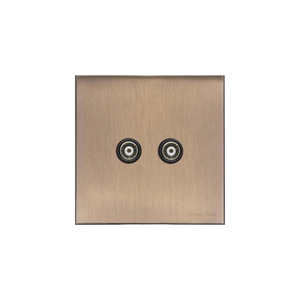 Windsor Range Antique Brass Switches & Sockets, WN91 - 2 Gang TV Coaxial Socket by Heritage Brass By M-Marcus