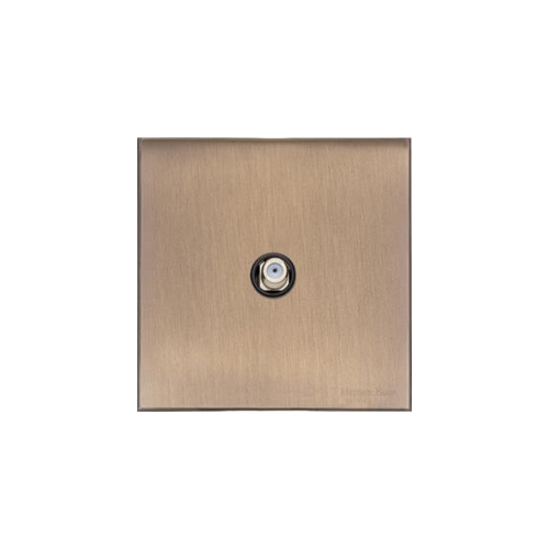 Windsor Range Antique Brass Switches & Sockets, WN91 - 1 Gang Satellite Socket by Heritage Brass By M-Marcus