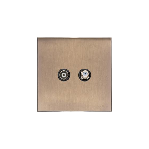 Windsor Range Antique Brass Switches & Sockets, WN91 - TV/Satellite Socket by Heritage Brass By M-Marcus