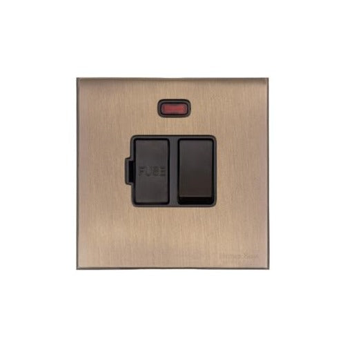 Windsor Range Matt Antique Brass Switches & Sockets, WN92 - Switched Spur with Neon (13 Amp) by Heritage Brass By M-Marcus
