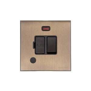 Windsor Range Antique Brass Switches & Sockets, WN91 - Switched Spur with Neon + Cord (13 Amp) by Heritage Brass By M-Marcus