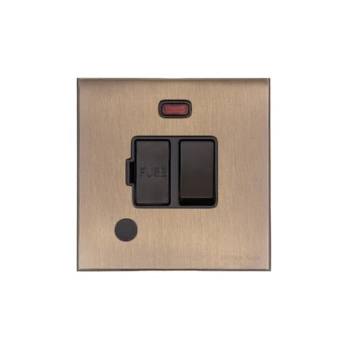 Windsor Range Antique Brass Switches & Sockets, WN91 - Switched Spur with Neon + Cord (13 Amp) by Heritage Brass By M-Marcus