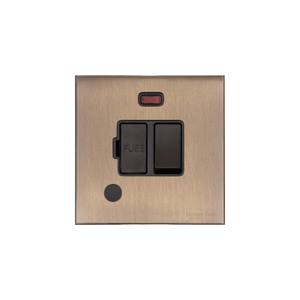 Windsor Range Matt Antique Brass Switches & Sockets, WN92 - Switched Spur with Neon + Cord (13 Amp) by Heritage Brass By M-Marcus
