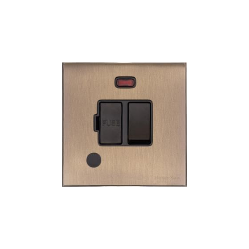 Windsor Range Matt Antique Brass Switches & Sockets, WN92 - Switched Spur with Neon + Cord (13 Amp) by Heritage Brass By M-Marcus