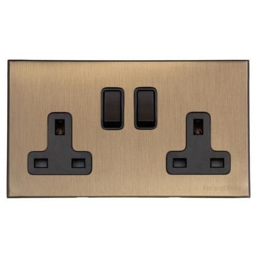 Windsor Range Matt Antique Brass Switches & Sockets, WN92 - Double Socket (13 Amp) by Heritage Brass By M-Marcus