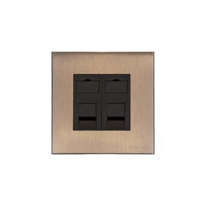 Windsor Range Antique Brass Switches & Sockets, WN91 - 2 Gang Secondary Line Socket by Heritage Brass By M-Marcus